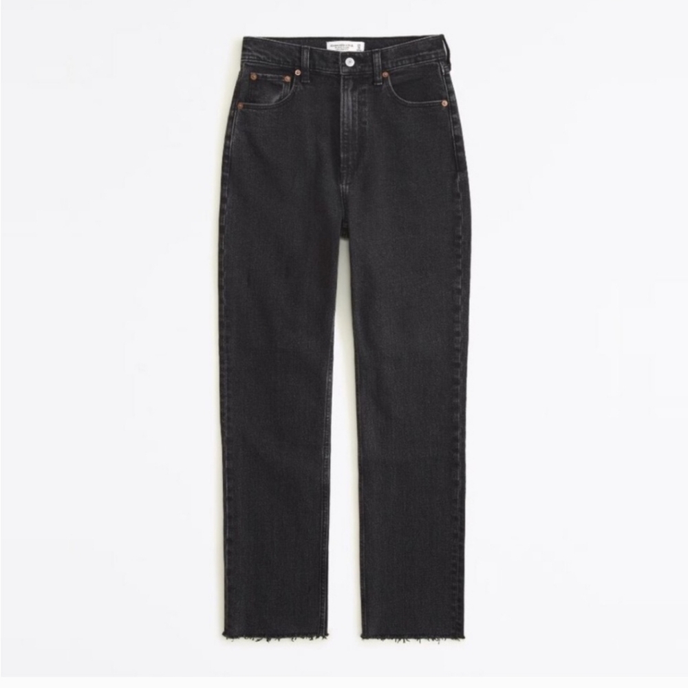 Abercrombie & Fitch | Ultra High Rise Straight Ankle Jeans in Black Size 27